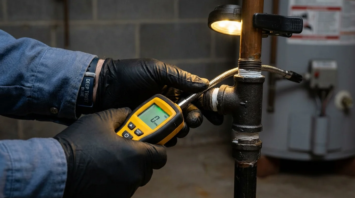 Gas leak detection with electronic sniffer by Johns Plumbing LLC in Pixley