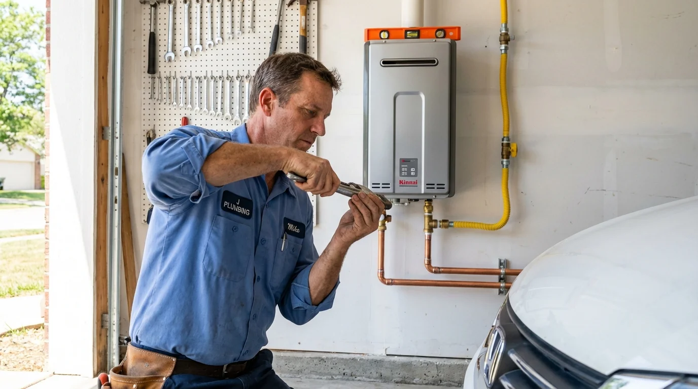 Tankless water heater installation by a Johns Plumbing LLC plumber in Pixley